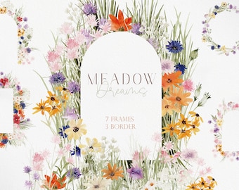 MEADOW Dreams, Watercolor Wildflower, Watercolor Flower PNG, Watercolor Clipart, Wildflower Clipart, Wildflower PNG, Spring Flowers