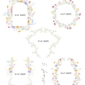 Pastel Wildflower Clipart, Watercolor Floral Bouquets, Spring Wedding Flowers PNG, Wildflower Clipart, Spring Wildflower, Spring flower PNG image 10