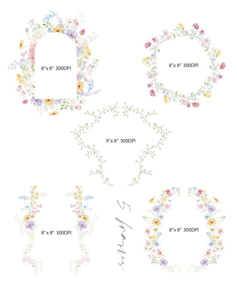 Pastel Wildflower Clipart, Watercolor Floral Bouquets, Spring Wedding Flowers PNG, Wildflower Clipart, Spring Wildflower, Spring flower PNG image 10
