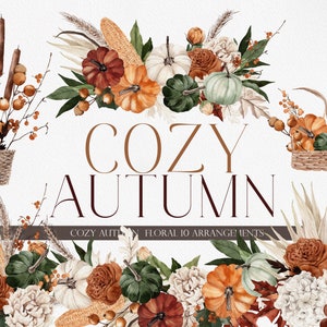 GEZELLIGE HERFST, aquarel clipart, aquarel herfst, aquarel Boho PNG, aquarel val clipart, pompoen clipart, Boho val clipart