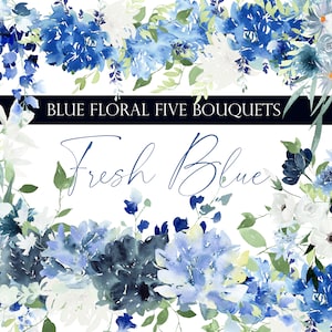 Watercolor clipart, Blue Bouquets, Floral arrangements, Wedding Clipart, Floral Watercolor, Watercolor flower PNG, hydrangea clipart