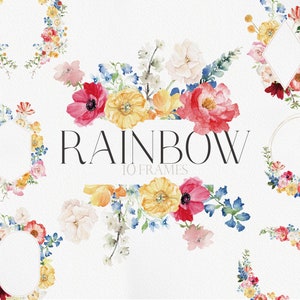 Regenbogen Blumen, Aquarell Blume, Blumen Clipart, Wildblume PNG, Frühlingsblume, Rosa Blumen Clipart, Blumen Clipart, Hochzeitseinladung