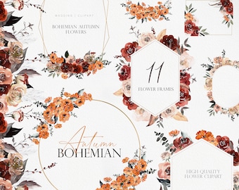 Autumn watercolor, Watercolor Clipart, Floral arrangements, Rose Clipart, Hand Painted flower, Wedding Clipart, Fall Clipart, Autumn flowers