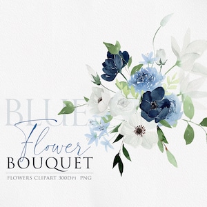 Clipart aquarela, buquê azul, arranjos florais, clipart de casamento, aquarela floral, flor aquarela PNG, flor marinha