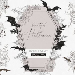 Mooie Halloween, Flower Line art, Halloween SVG, Flower Logo, Flower clipart, Halloween Line art, Boho Flower, Halloween Clipart