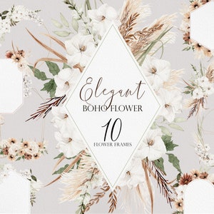 Elegante fiore di Boho, fiore di Boho, fiore di acquerello, clipart ad acquerello, matrimonio elegante, clipart Pampass, fiore di Boho, fiore elegante