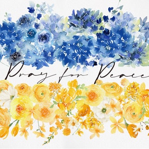 平和を祈る、ウクライナの水彩画の花、ウクライナの水彩画 PNG、ウクライナの水彩画、水彩画の花、水彩画のクリップアート