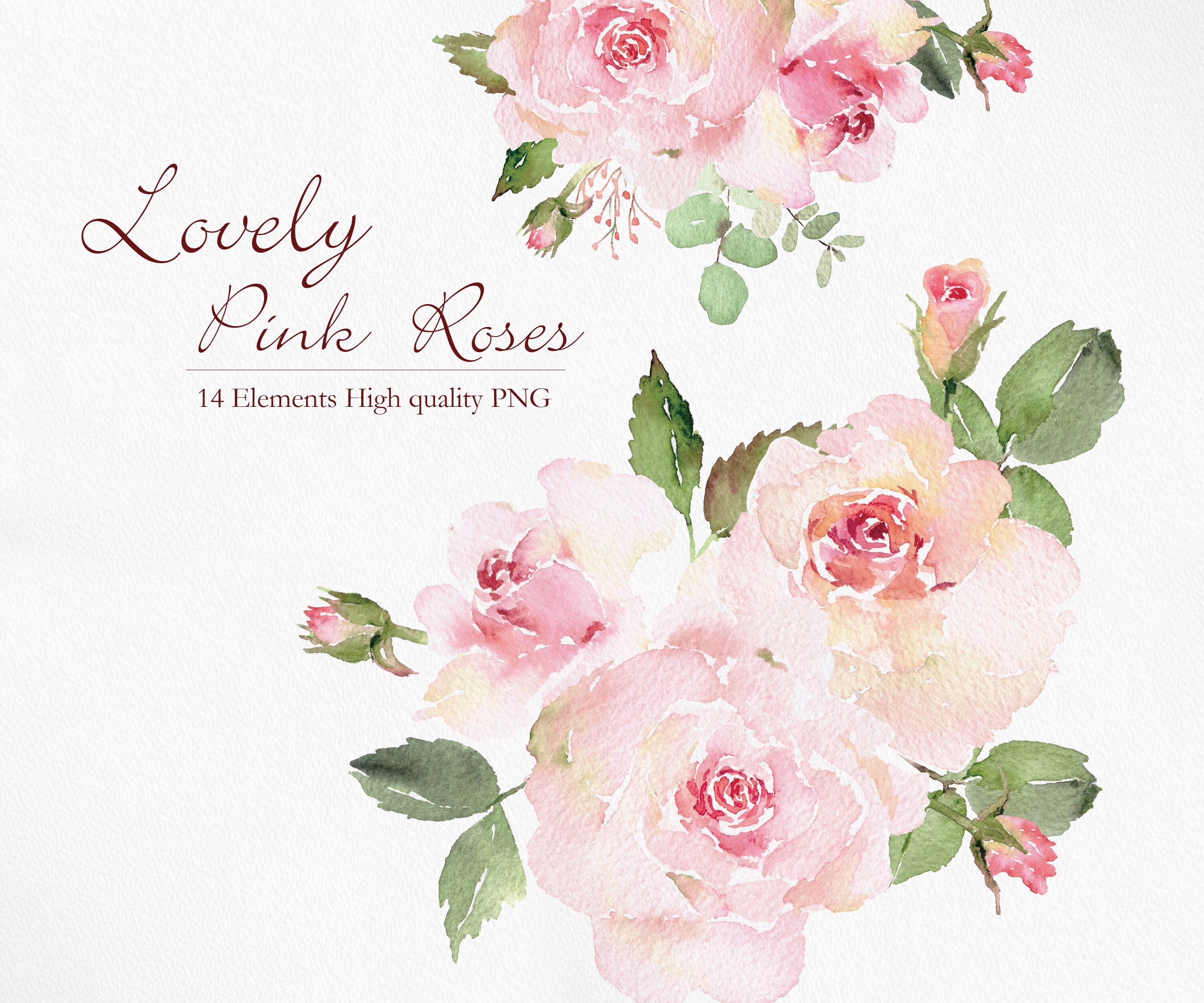 Watercolor Clipart, Roses Bouquet, Floral arrangements, Pink Clipart, Dusty Rose, Wedding Clipart, Floral Watercolor, Vintage Flower