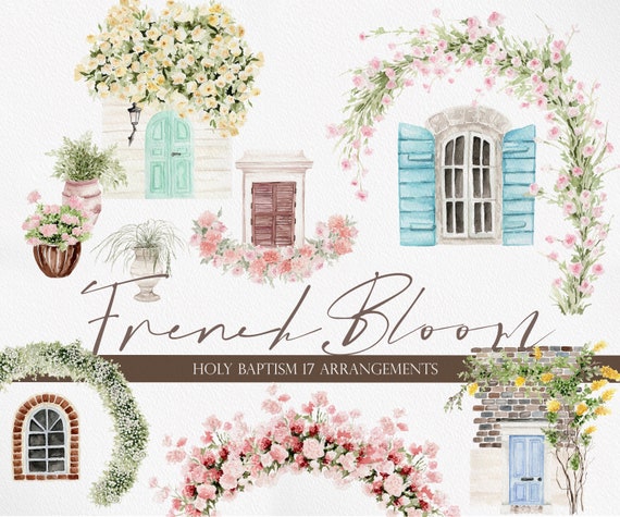 French Bloom, Watercolor Flower PNG, Watercolor Flower, Watercolor Clipart, French Clipart, Pink Rose Clipart, Watercolor Rose PNG