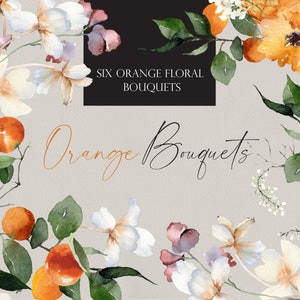 Watercolor arrangement, Orange bouquets, Watercolor clipart, Watercolor botanical, Watercolor bouquet, Orange clipart, Orange yellow clipart