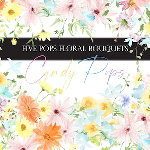 Clipart aquarela, buquês de primavera, arranjos florais, clipart de casamento, aquarela floral, flor aquarela PNG, clipart de flores silvestres