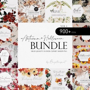Bundle de fleurs d'automne, bundle de fleurs aquarelle, fleur PNG, clipart fleur aquarelle, mariage d'automne, clipart mariage