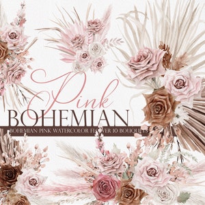 Boho Roze Bloemen, Aquarel Bloem, Boho Bloem PNG, Boho Roze Bloem, Roze Boho Boeketten, Aquarel Bloem Clipart, Roze Boho