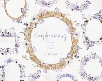 DAYDREAMING, Watercolor Flower, Watercolor Purple Flower PNG, Watercolor Clipart, Purple Flower, Flower PNG, Purple Bouquets,