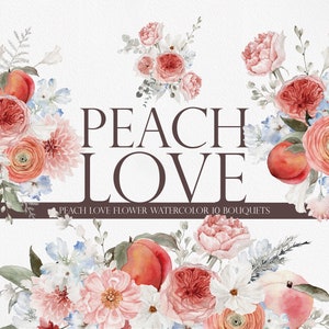 AMOUR DE PÊCHE, Clipart printemps aquarelle, bouquets de printemps, Clipart pêche, aquarelle de fleurs, bouquet aquarelle, fleur de pêcher PNG, PeachPink