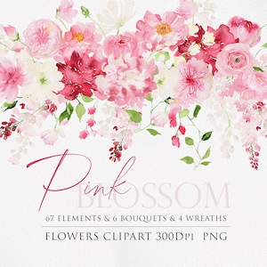 Watercolor Spring flowers, Floral arrangements, Wedding Clipart, Watercolor Floral, Watercolor flower PNG, hydrangea clipart, cherry blossom