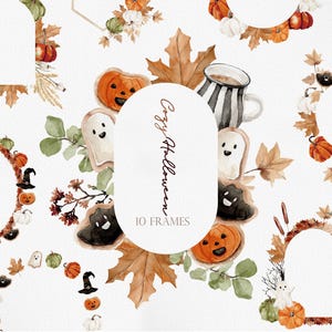 Halloween acogedor, imágenes prediseñadas de acuarela, imágenes prediseñadas de Halloween de acuarela, imágenes prediseñadas de Halloween, imágenes prediseñadas de calabaza, imágenes prediseñadas fantasma, PNG fantasma lindo