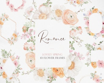 Romance Floral, Watercolor clipart, Watercolor Flower PNG, Wedding Flower, Spring Flower, Watercolor Spring Flower, Watercolor Bouquet