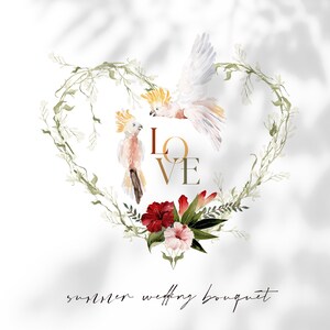 Jungle Bridal, Watercolor clipart, Watercolor flower, Summer clipart, Monstera Clipart, Summer Wedding, Tropical Clipart, Pampass Clipart image 2