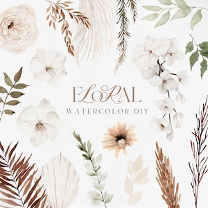 Elegante Boho Blume, Boho Blume, Aquarell Blume, Aquarell Clipart, elegante Hochzeit, Pampass Clipart, Boho Blume, Elegante Blume