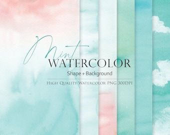 Watercolor background clipart, Watercolor border, Watercolor shape, Watercolor mint, Design resources, Watercolor resources