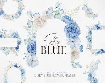 Sky BLUE Flower, Watercolor Flower PNG, Watercolor Clipart, Blue Flower Clipart, Watercolor Blue Flower, Boho Flower Clipart, Blue Flower