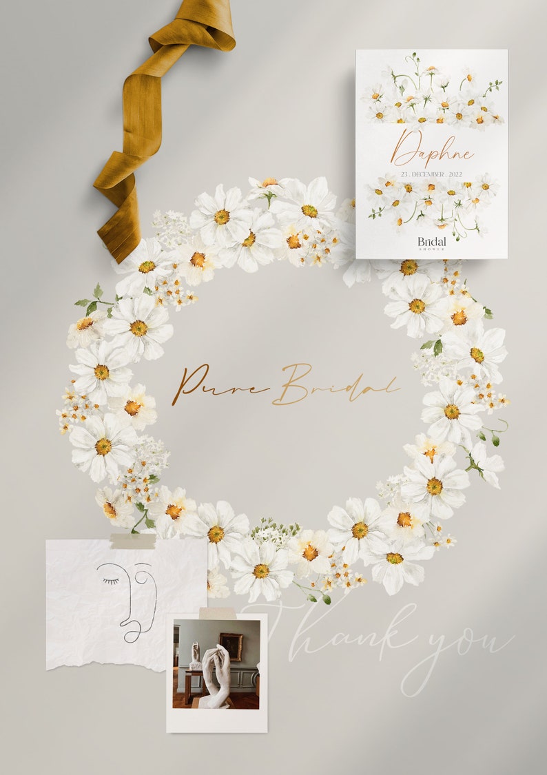 Pure Bridal flower, Watercolor flower, White flower, Wedding invitation clipart, Daisy clipart, Watercolor Wedding clipart, Watercolor Daisy image 3
