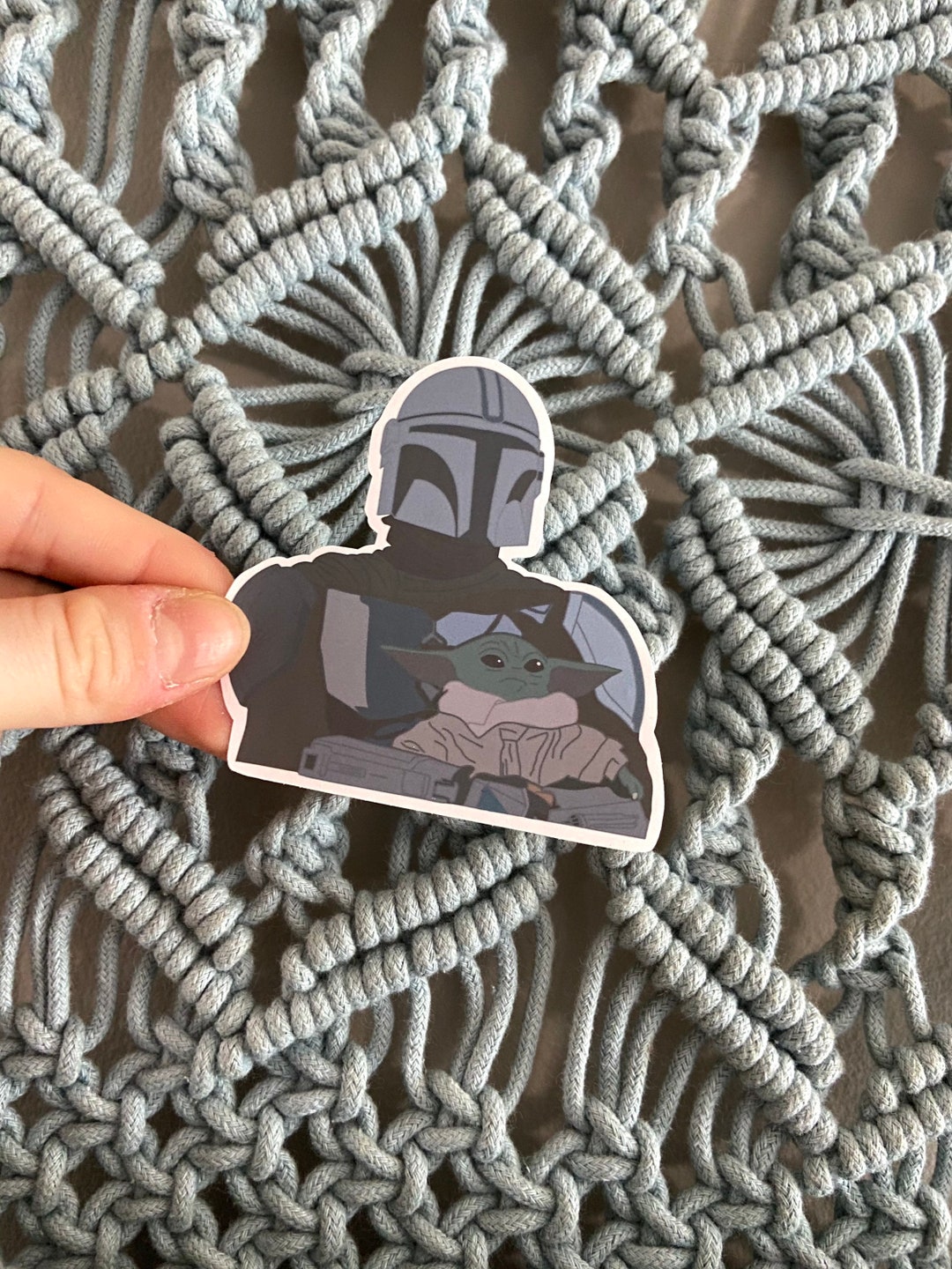 The Mandalorian Holding Baby Yoda Custom Sticker - Etsy