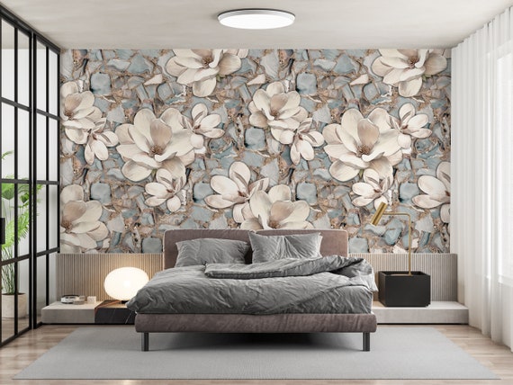 White Flowers Wallpapers Large 3d Wall Mural for Bed Room Wallpaper White Nursery Wall Pastel 3D Vinyl Wallpapers Hygge Decor Mural