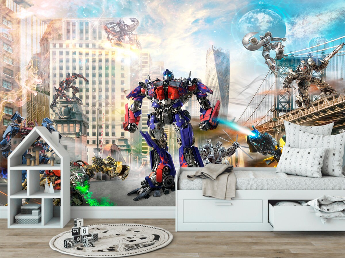 Customized Boy Nursery Wallpapers Transformers Printswall