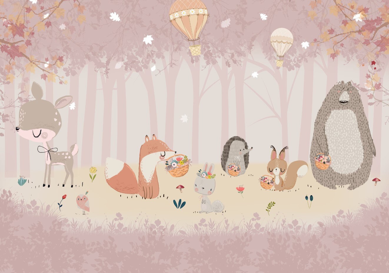 Animal Wallpaper Kids Room / Forest Animal Wallpaper / Unisex Etsy