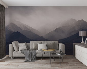 Mountain Landscape Vinyl Wallpaper Foggy Mountains Vinyl Wallpaper Landscape Wall Mural Misty Mountains Self Adhesive Wall Decal Wallpaper