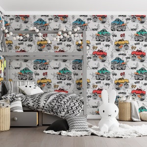 Boys Kids Room Wallpaper Boys Nursery Removable Wallpapers Cars Wall Art Cars Wall Nursery Print for Boys Customized Art
