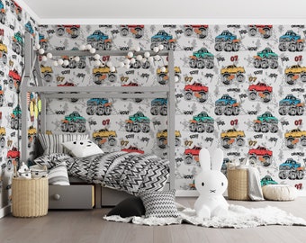 Boys Kids Room Wallpaper Boys Nursery Removable Wallpapers Cars Wall Art Cars Wall Nursery Print for Boys Customized Art