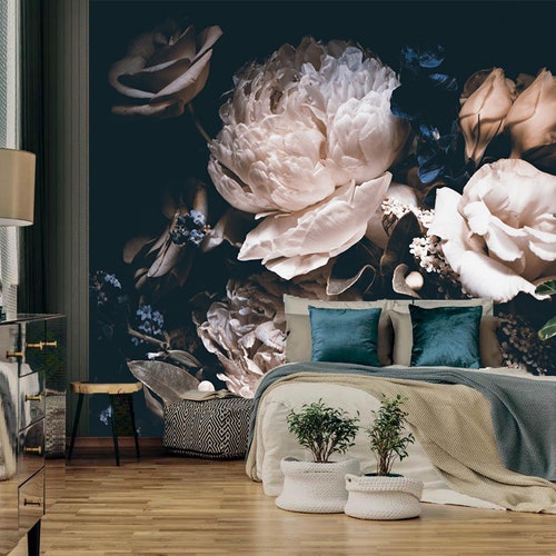 Dark Print Floral Wallpapers Kids Room Wallpaper Girls Nursery - Etsy Ireland Dark Print Floral Wallpapers Kids Room Wallpaper Girls Nursery - Etsy Ireland