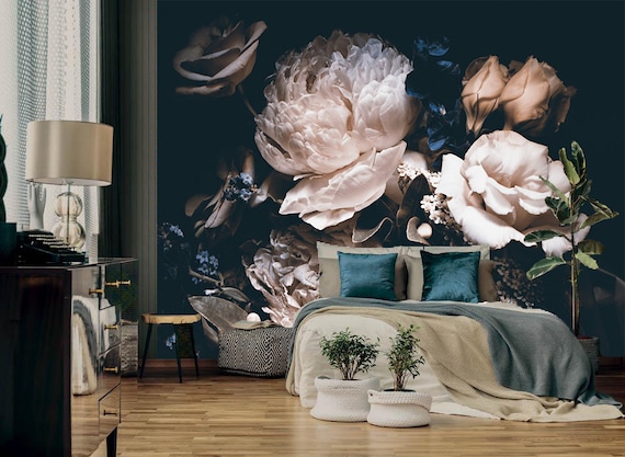 Dark Print Floral Wallpapers Kids Room Wallpaper Girls Nursery - Etsy Ireland Dark Print Floral Wallpapers Kids Room Wallpaper Girls Nursery - Etsy Ireland