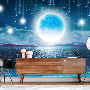 Galaxy Vinyl Wallpaper, Space WallPaper, Large Galaxy And Planets Wall Mural, Custom Wallcovering, Outer Space Wall Art, Universe Wall Decor