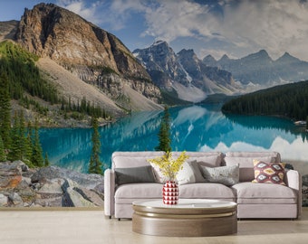 Mountain Landscape Wallpaper, Vinyl Wallpaper, Large Self Adhesive Wallpaper, Vinyl Wallpaper