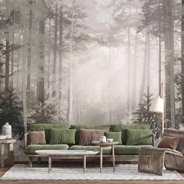 Black and White Forest Wallpaper Etsy