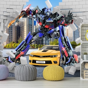 3D Kids Photo Wallpaper Transformers Wall Mural Decor Vinyl Customized Boy Nursery Wallpapers Transformers Prints Wall Decal Wall Stickers