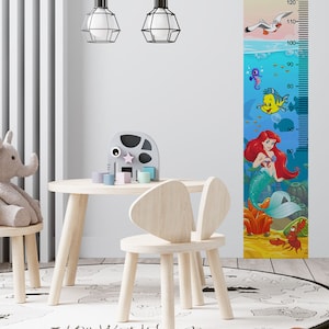 Babygroei zeemeermin, babygroei grafiek, hoogtemeting liniaal voor kinderen, canvas wandliniaal, grafiek decor voor kinderkamer, kind, jongen, meisje