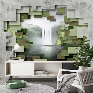 Waterfall Wallpapers Kids Room Wallpapers Gray Nursery Prints Green Nursery Walls Decor Waterfall Wall Mural WaterFall 3d Prints Nursery Art