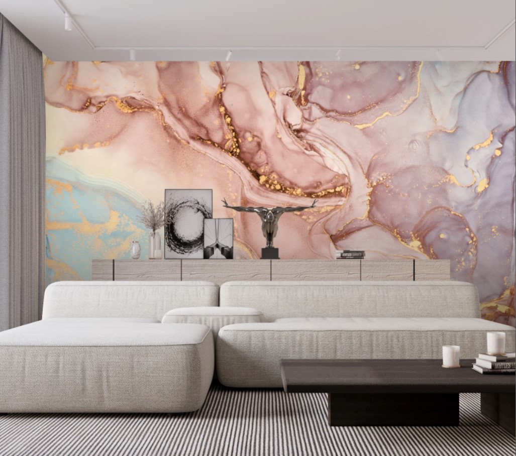 Pink Fluid Art Marble Removable Wallpaper Marble Wall Decor Etsy UK