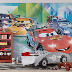 Cars Lightning McQueen Decoración de pared / Fondos de pantalla extraíbles Disney Cars / Wall Art Cars / Kids Room Wallpaper