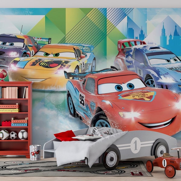 Cars Lightning McQueen Wall Decor / Removable Wallpapers Disney Cars / Wall Art Cars / Kids Room Wallpaper