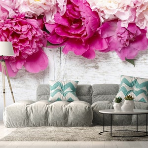 Peony Wallpapers Kids Room Decor Pink Nursery Print Removable Wallpapers Vinyl Customized Nursery Print Personalized Nursery Decor Kids Room