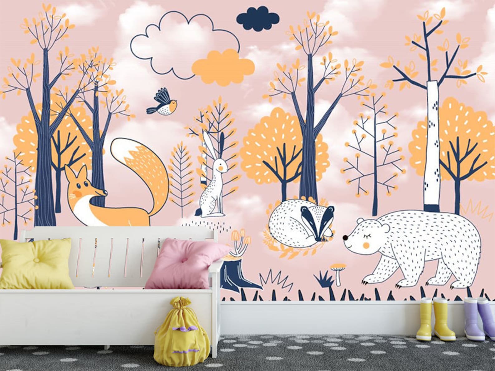 Baby Girl Room Wallpaper Girls Nursery Removable Wall Paper Etsy