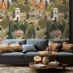Jardines de Jaipur, papel pintado decorativo, papel pintado de vinilo, papel pintado impreso