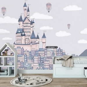 Fondo de pantalla del castillo de cuento de hadas para la habitación de los niños fondo de pantalla de la foto para los niños