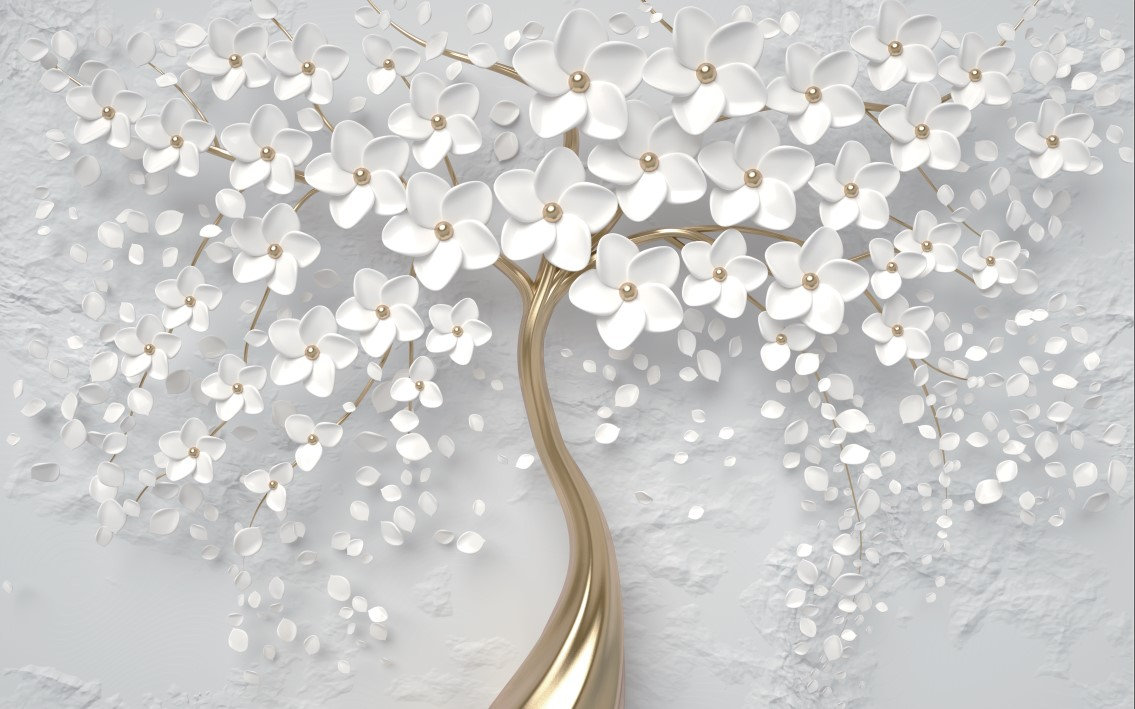 3D White Flowers Wallpaper 3D Flowers Tree Wall Mural Custom - Etsy 3D White Flowers Wallpaper 3D Flowers Tree Wall Mural Custom - Etsy